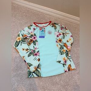 NWT Roxy x Disney Girls The Little Mermaid Ariel Swim Rashguard, size 12/L